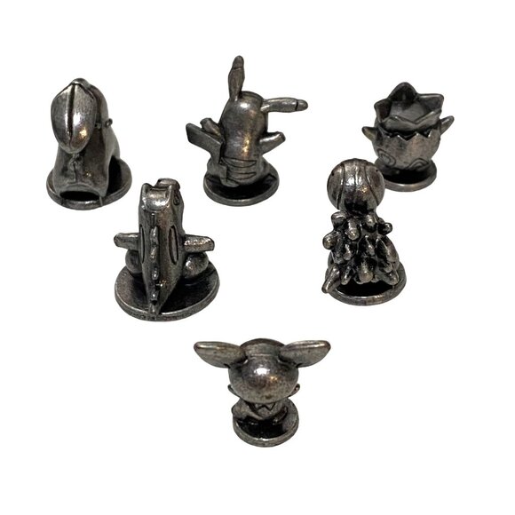 Monopoly Pokemon Johto Edition Metal Tokens Complete Set of 6 Silver Tone Hasbro - Picture 3 of 4